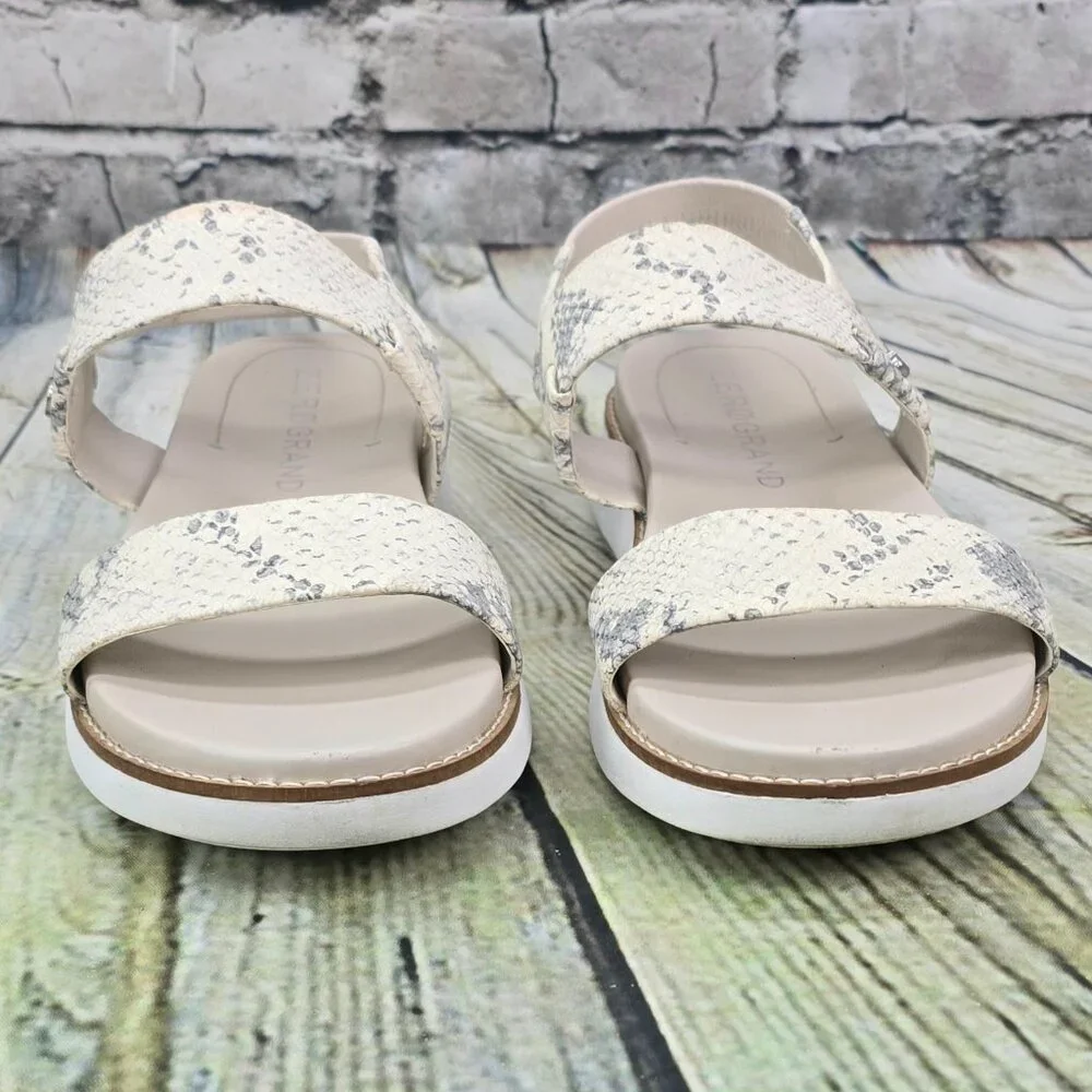 Cole Haan ZeroGrand Sandals Women 9 B Ivory Snake Print W17720 Double‎ Band